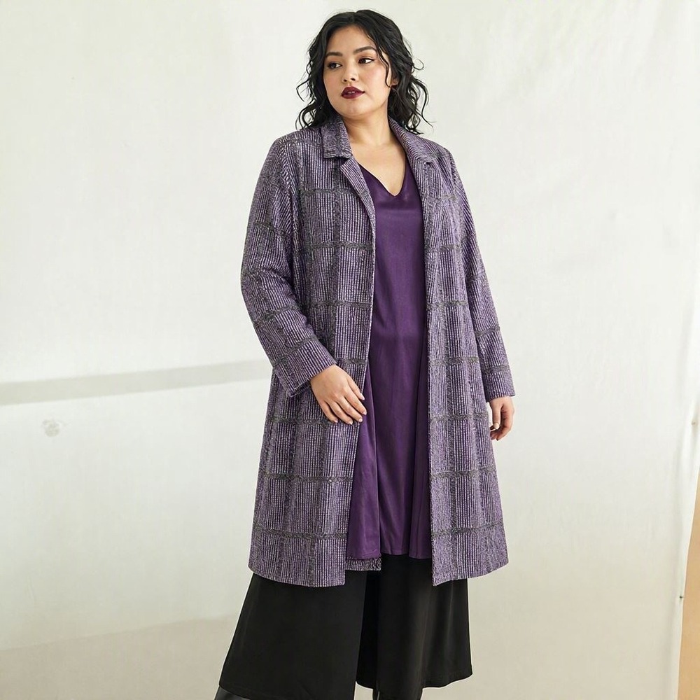 Retro Whimsigoth Layering Plus Size 18/20 Ashley Stewart Purple Longline Blazer
